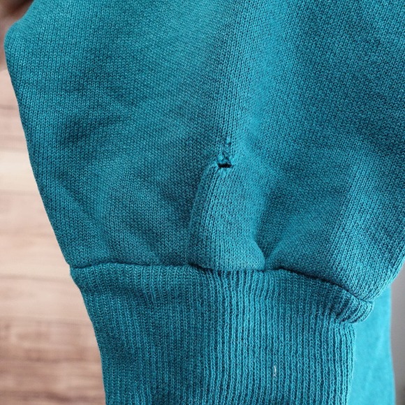 VINTAGE HANES HER WAY USA MADE GREEN BLANK PLAIN CREW NECK SWEATSHIRT SZ XL - Picture 6 of 7